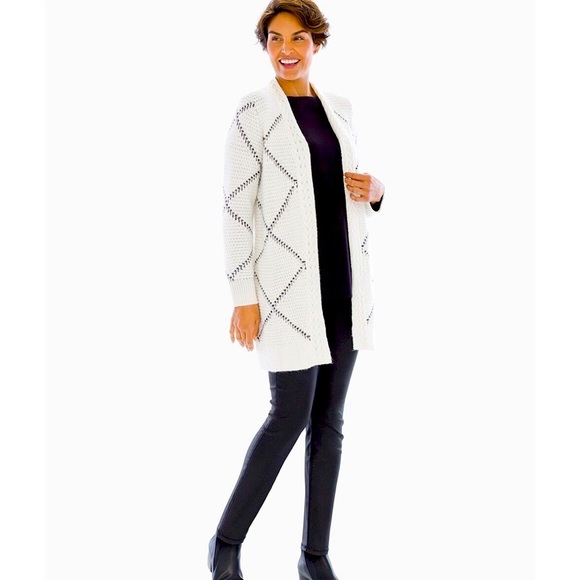 EUC | Soma | Lurex Windowpane Sweater Ivory | Size XS - Picture 4 of 12